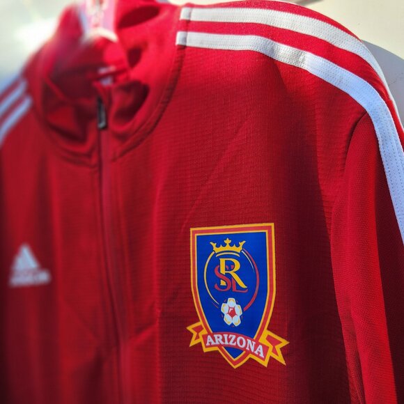 Adidas RSL Arizona Real Salt Lake Youth Soccer Track Jacket Full Zip XL-RED - Picture 1 of 5